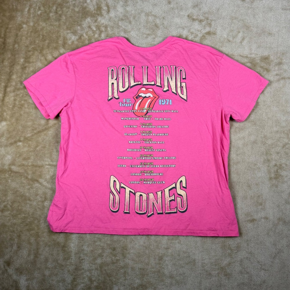The Rolling Stones 1971 UK Tour Graphic T-Shirt Pink Mens XXXL Band Tee - Picture 5 of 6